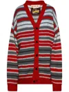Marni Gestreifter Cardigan Mit V-ausschnitt In Nude