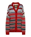 Marni Gestreifter Cardigan Mit V-ausschnitt In Red
