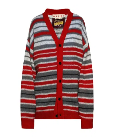 MARNI STRIPED V-NECK CARDIGAN