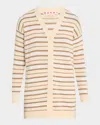 Marni Striped V-neck Wool-cashmere Cardigan In Ivory