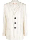 Marni Hip-lenght Single Breasted Buttoned Jacket In Neutrals