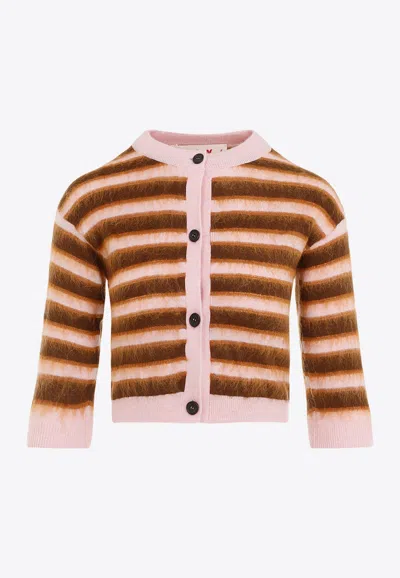 MARNI STRIPED VIRGIN WOOL CARDIGAN