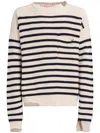 Marni Striped Virgin Wool Sweater In White