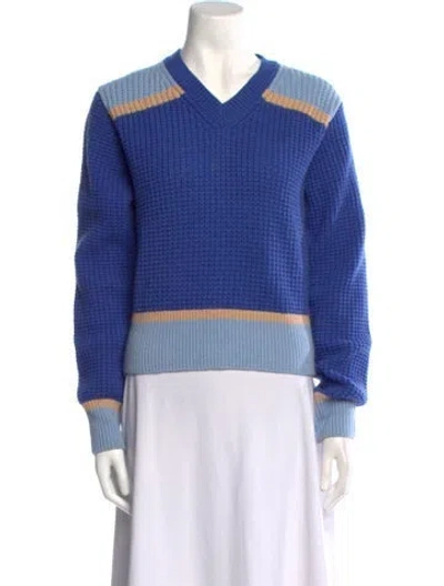 Pre-owned Marni Striped V-neck Sweater In Blue