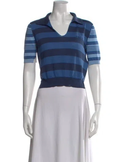 Pre-owned Marni Striped V-neck Sweater In Blue