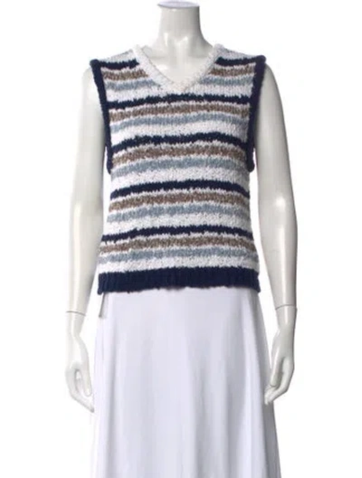 Pre-owned Marni Striped V-neck Sweater In Blue