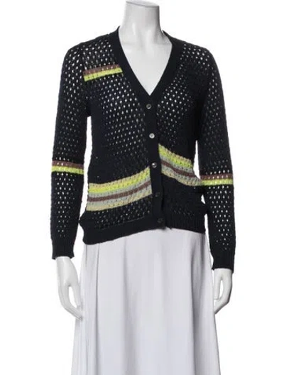 Pre-owned Marni Striped V-neck Sweater In Blue