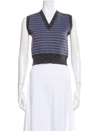 Pre-owned Marni Striped V-neck Sweater In Gray