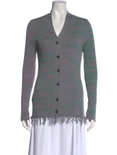 Pre-owned Marni Striped V-neck Sweater In Green