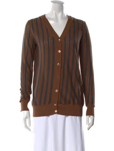 Pre-owned Marni Striped V-neck Sweater In Neutral