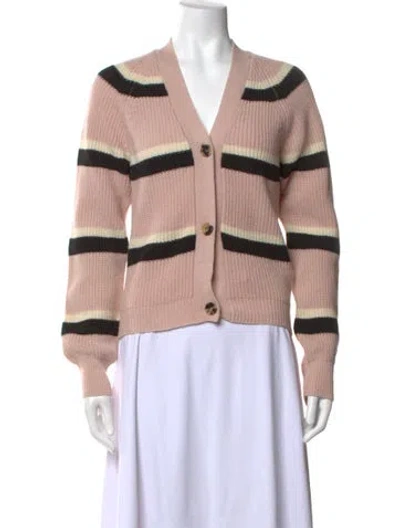 Pre-owned Marni Striped V-neck Sweater In Pink