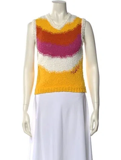 Pre-owned Marni Striped V-neck Sweater In Yellow