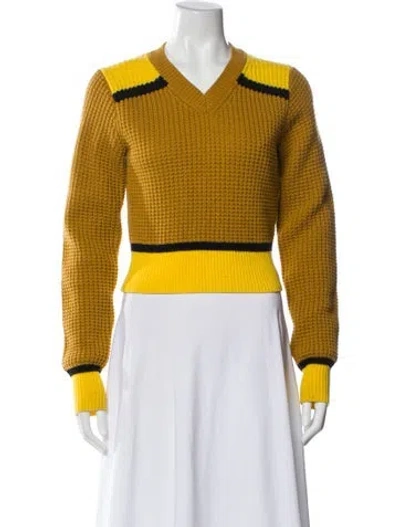 Pre-owned Marni Striped V-neck Sweater In Yellow