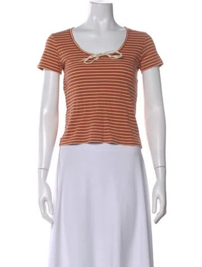 Pre-owned Marni Striped V-neck T-shirt In Orange