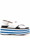 Marni Striped Leather Wedge-heel Sandals In White