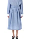 Marni Striped Cotton Skirt Panel Construction In Blue