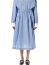 Marni Striped Cotton Skirt Panel Construction In Blue Stripes