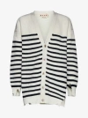 Marni Striped V-neck Cardigan In White,black