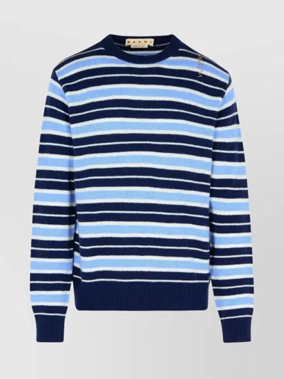 MARNI STRIPED WOOL BLEND SWEATSHIRT WITH RIBBED TRIM