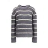 Marni Brushed Mohair Sweater With Multicolor Gauze Stripe Pattern In Gray