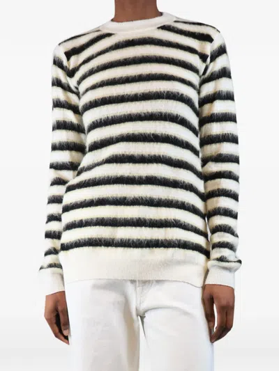 Pre-owned Marni Striped Wool Sweater In White