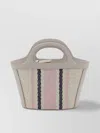 Marni Striped Woven Top Handles Tote Bag