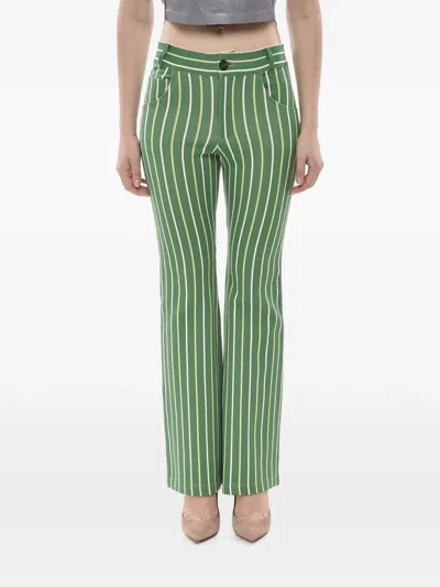 Marni Striped-pattern Five-pocket Trousers In Green