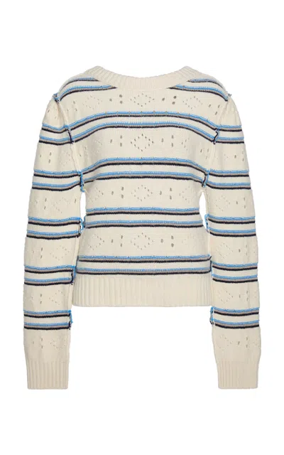Marni Stripped Cashmere Knit Sweater In White