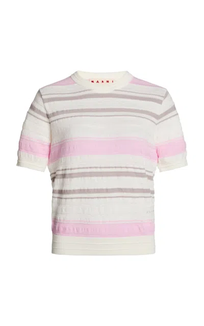 Marni Stripped Cotton Knit Sweater In Multi