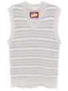 Marni Soft Striped Sleeveless V-neck Vest In Grey