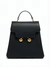 Marni Structured Black Calf Leather Backpack With Spherical Clasps In White