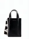 Marni Structured Black Calf Leather Tote Bag In White