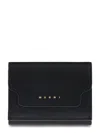 Marni Structured Black Calf Leather Wallet In Black