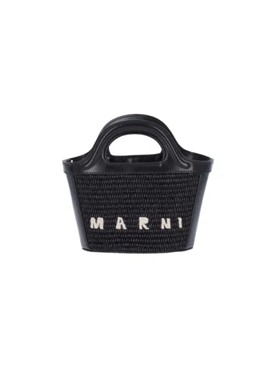 Marni Structured Black Handbag With Woven Texture