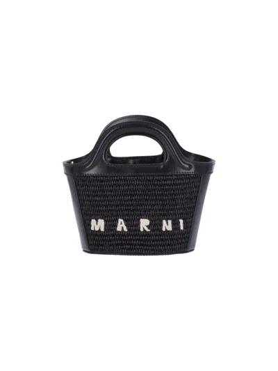 Marni Structured Black Handbag With Woven Texture