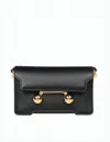 Marni Structured Black Leather Shoulder Bag With Gold-tone Accents In White