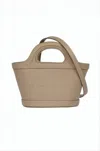 Marni Structured Calf Leather Tote Bag With Embossed Logo In White