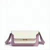Marni Structured Purple Leather Crossbody Bag With Adjustable Strap In White