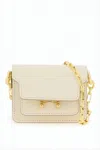 Marni Structured Rectangular Crossbody Bag With Scalloped Flap And Gold Accents In White