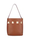 Marni Structured Rectangular Tote Bag With Bold Logo Design In Brown