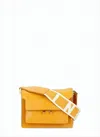 Marni Structured Smooth Leather Shoulder Bag With Scalloped Flap In Gold