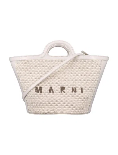 Marni Structured Woven Small Bag In Neutrals