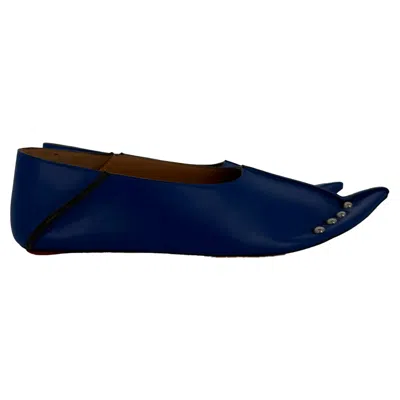 Marni Studded Ballerina Flats In Blue Leather