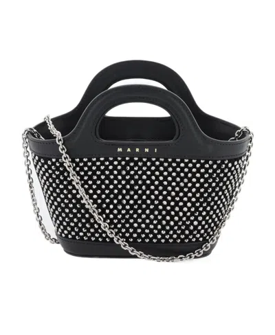 Marni Studded Leather Crossbody Bag In Black