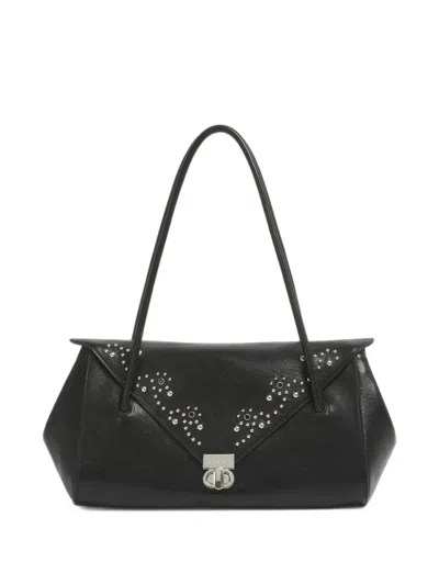 Marni Studded Leather Shoulder Bag In Black
