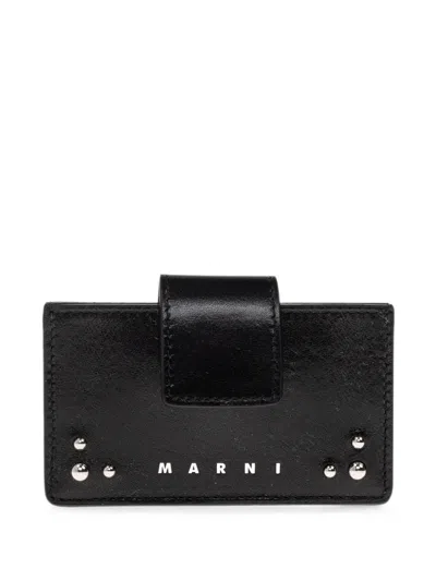 Marni Stud-embellished Gusseted Cardholder In Black