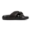 MARNI STYLISH BLACK LEATHER TIE SANDALS FOR WOMEN