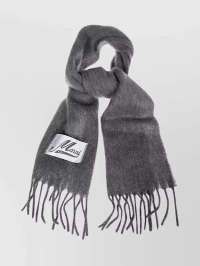 Marni Stylish Edges Fringed Scarf In Gray