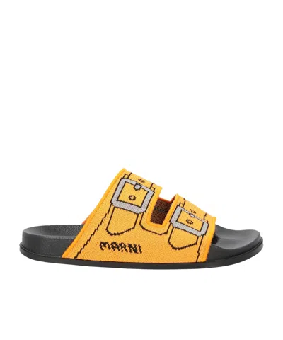 Marni Stylish Round-toe Colorful Slippers In Yellow