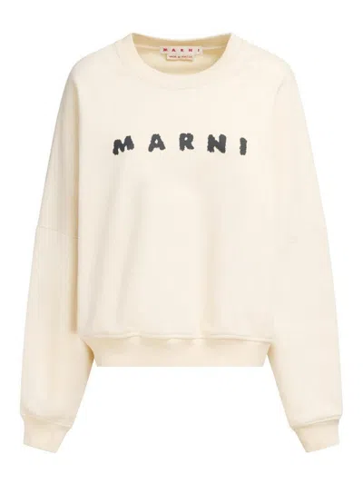 Marni Logo Sweatshirt In Neutral
